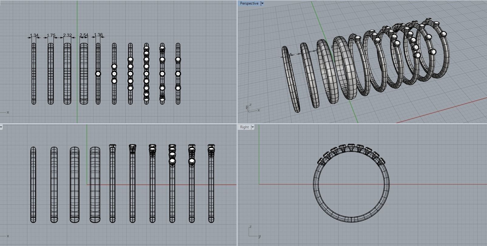 fashion thin rings with diamonds set of 10 pcs printable 3D print model_3