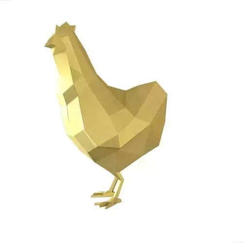 Lowpoly chicken golden Low-poly 3D model