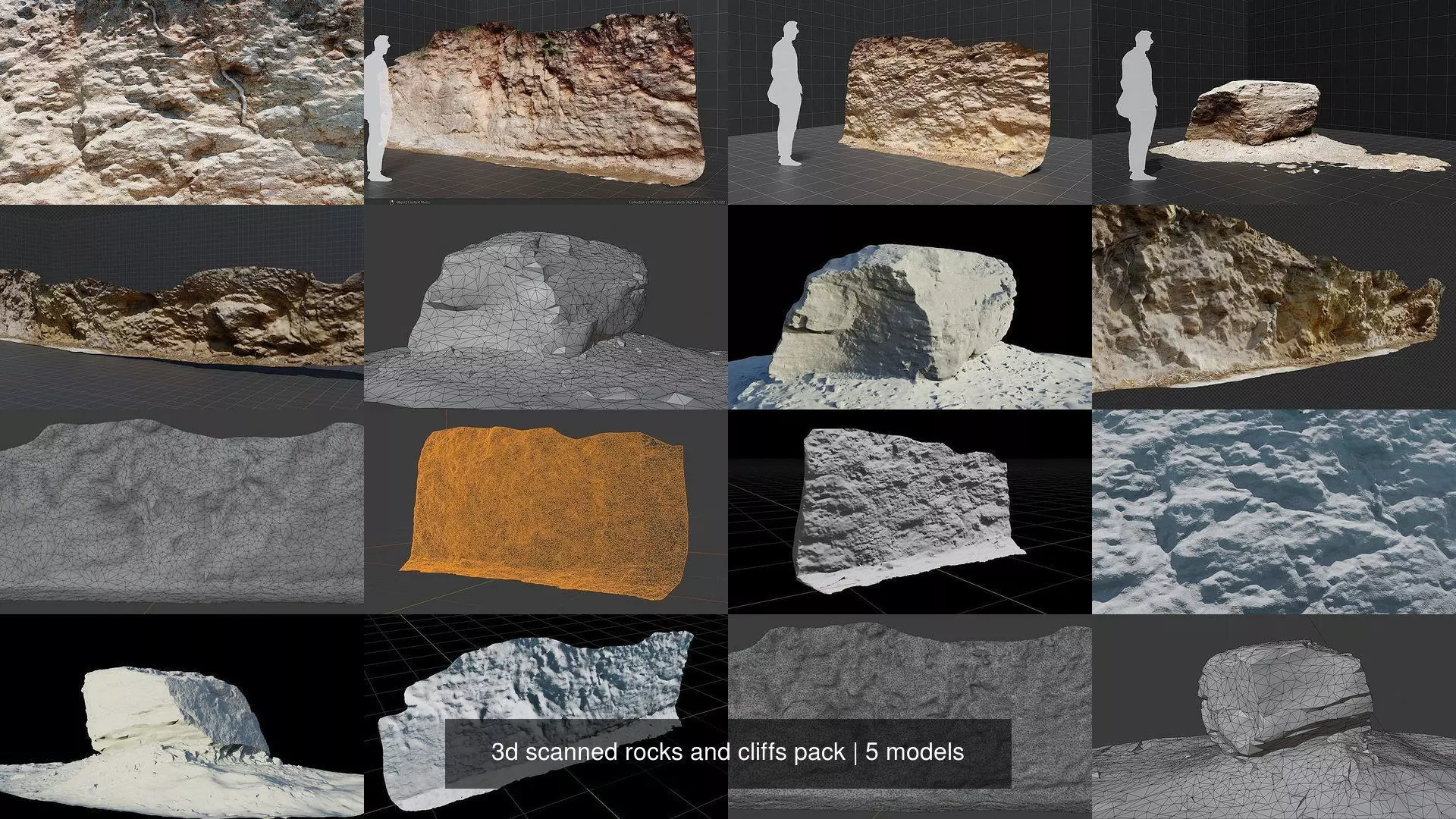 3d scanned rocks and cliffs pack 3D Model Collection_0