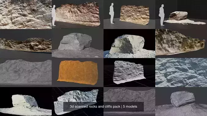 3d scanned rocks and cliffs pack 3D Model Collection