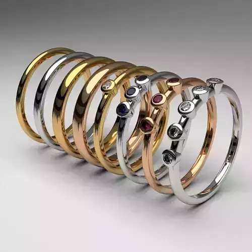 fashion thin rings with diamonds set of 8 pcs printable 3D print model fashion thin rings with diamonds set of 8 pcs printable 3D print model