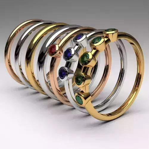 fashion thin rings with diamonds set of 7 pcs printable 3D print model fashion thin rings with diamonds set of 7 pcs printable 3D print model