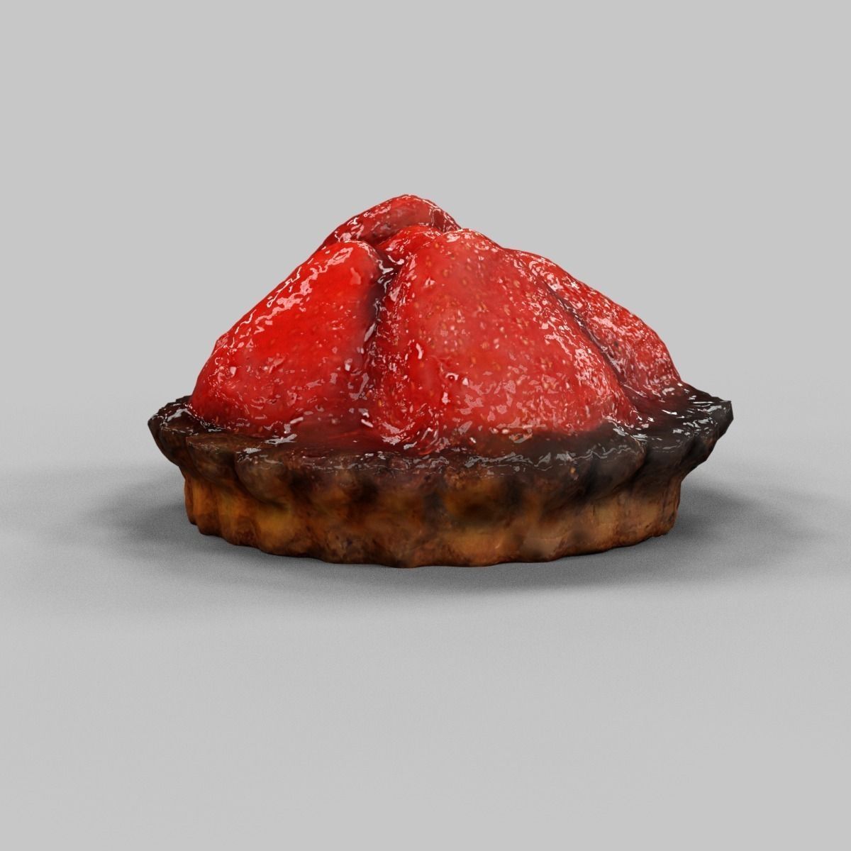 Strawberry Pie Low-poly 3D model_3