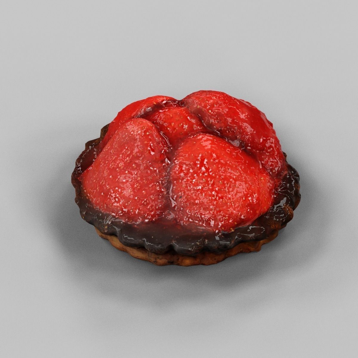 Strawberry Pie Low-poly 3D model_0
