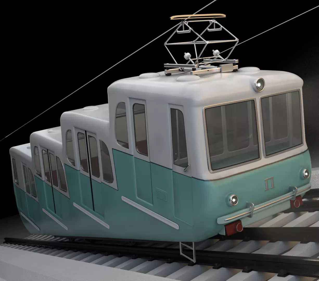 Kyiv Funicular train 1959 3D model_0