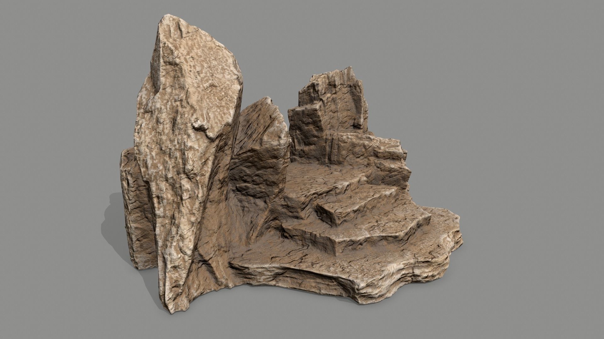 Stone rock Low-poly 3D model_1