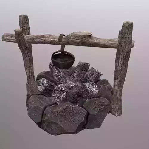 camp fire Low-poly 3D model