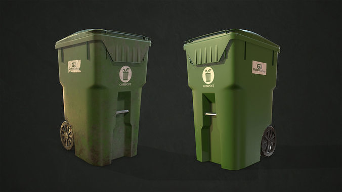 Plastic Trash Bin with Garbage Bags Low-poly 3D model