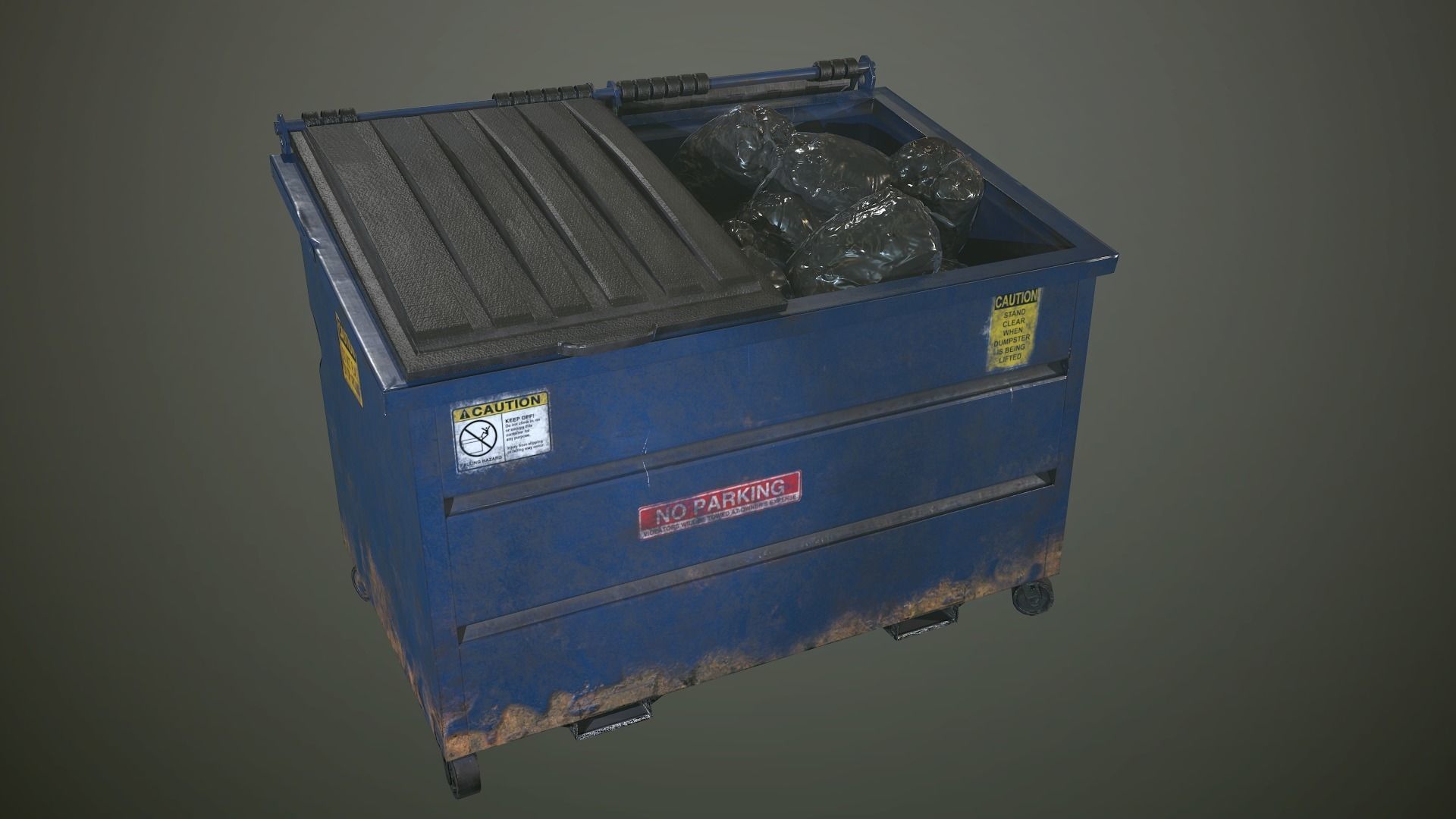 Dumpster and Garbage Bags Low-poly 3D model Low-poly 3D model_6
