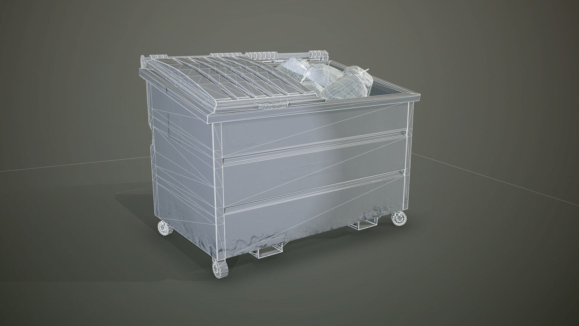 Dumpster and Garbage Bags Low-poly 3D model Low-poly 3D model_11