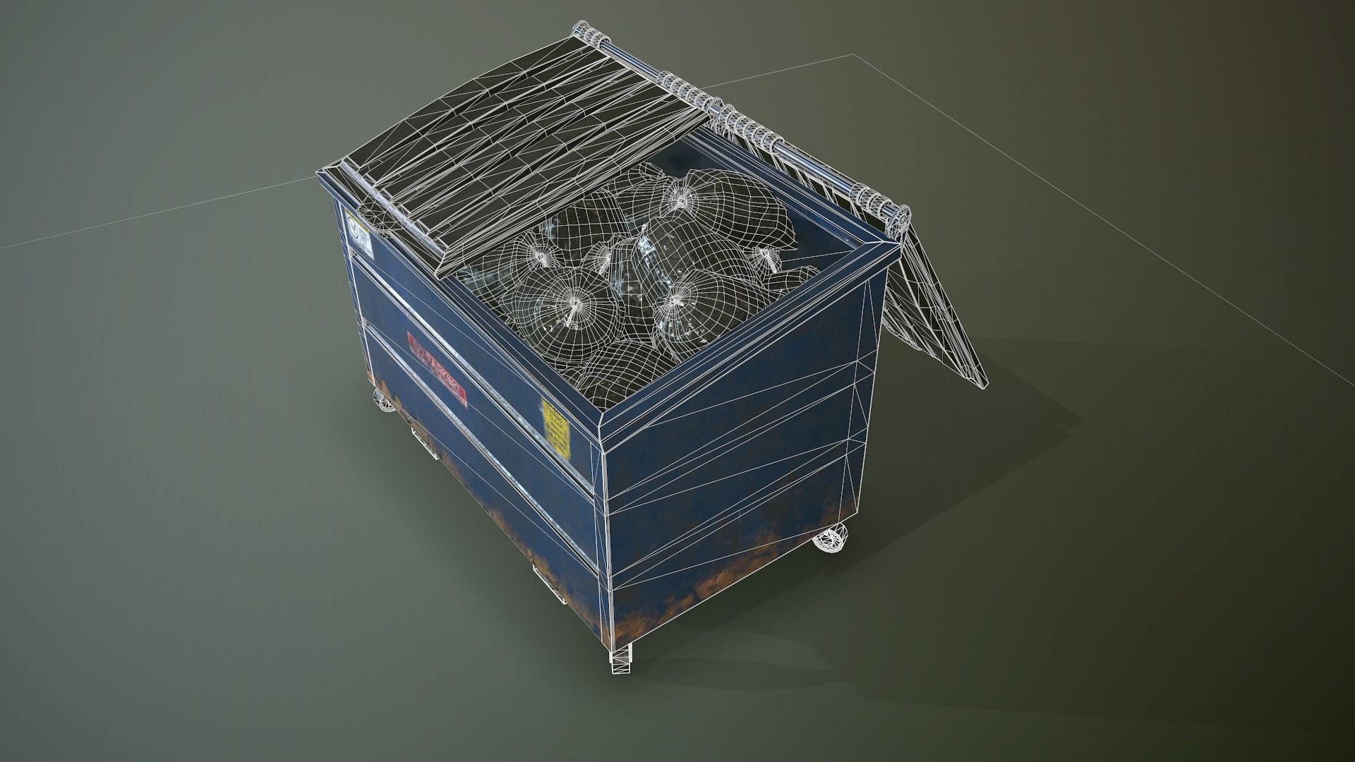 Dumpster and Garbage Bags Low-poly 3D model Low-poly 3D model_9