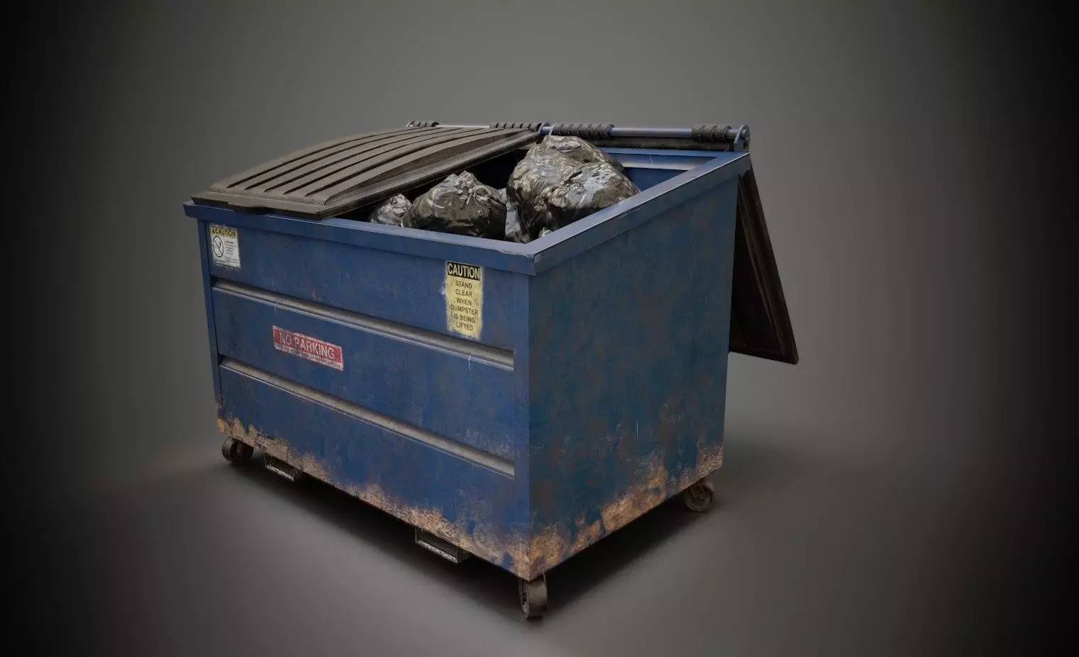 Dumpster and Garbage Bags Low-poly 3D model Low-poly 3D model_0