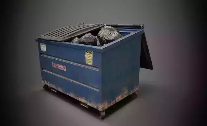 Dumpster and Garbage Bags Low-poly 3D model Low-poly 3D model