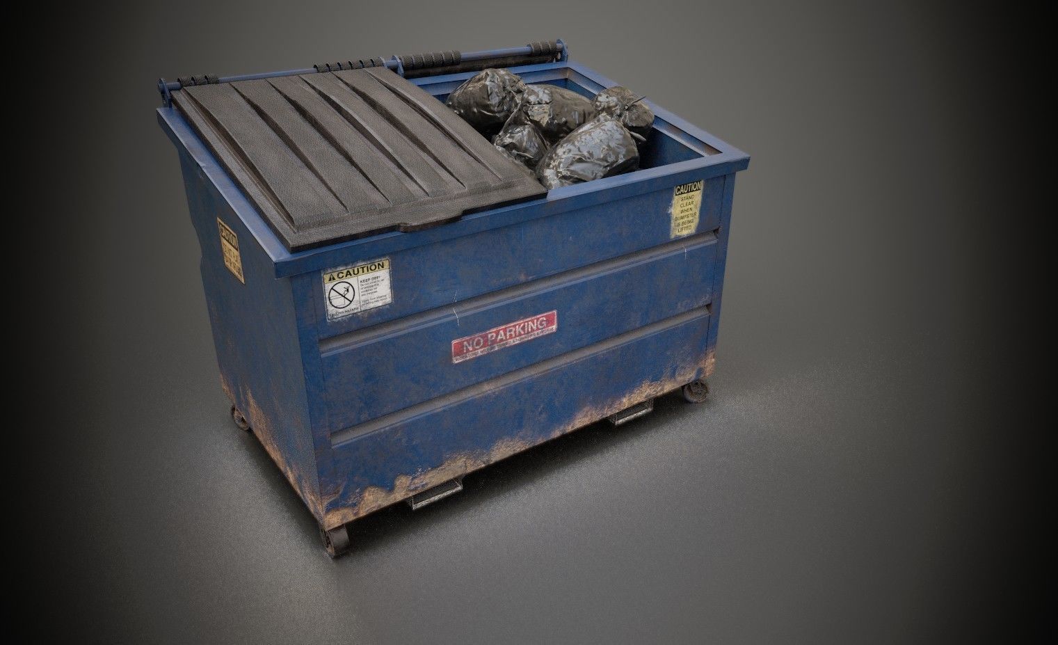 Dumpster and Garbage Bags Low-poly 3D model Low-poly 3D model_2