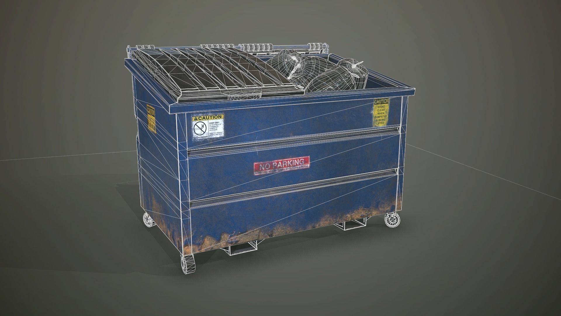 Dumpster and Garbage Bags Low-poly 3D model Low-poly 3D model_7