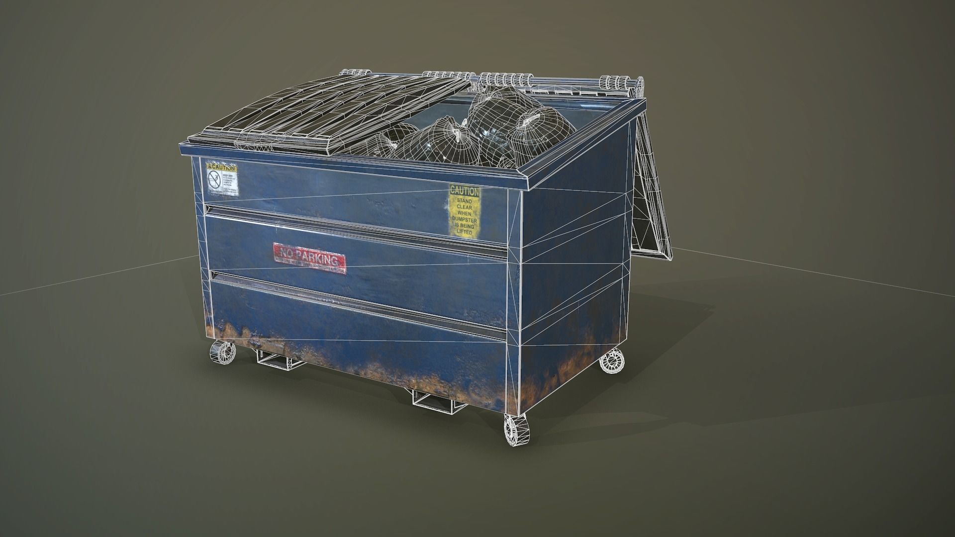 Dumpster and Garbage Bags Low-poly 3D model Low-poly 3D model_8