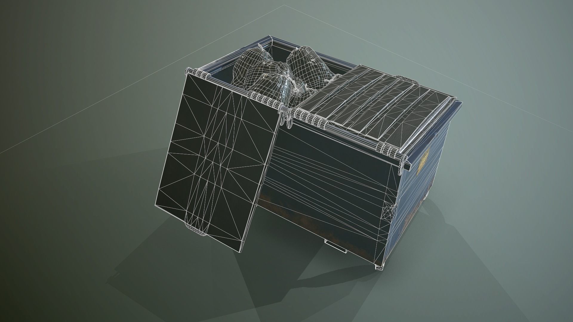 Dumpster and Garbage Bags Low-poly 3D model Low-poly 3D model_10
