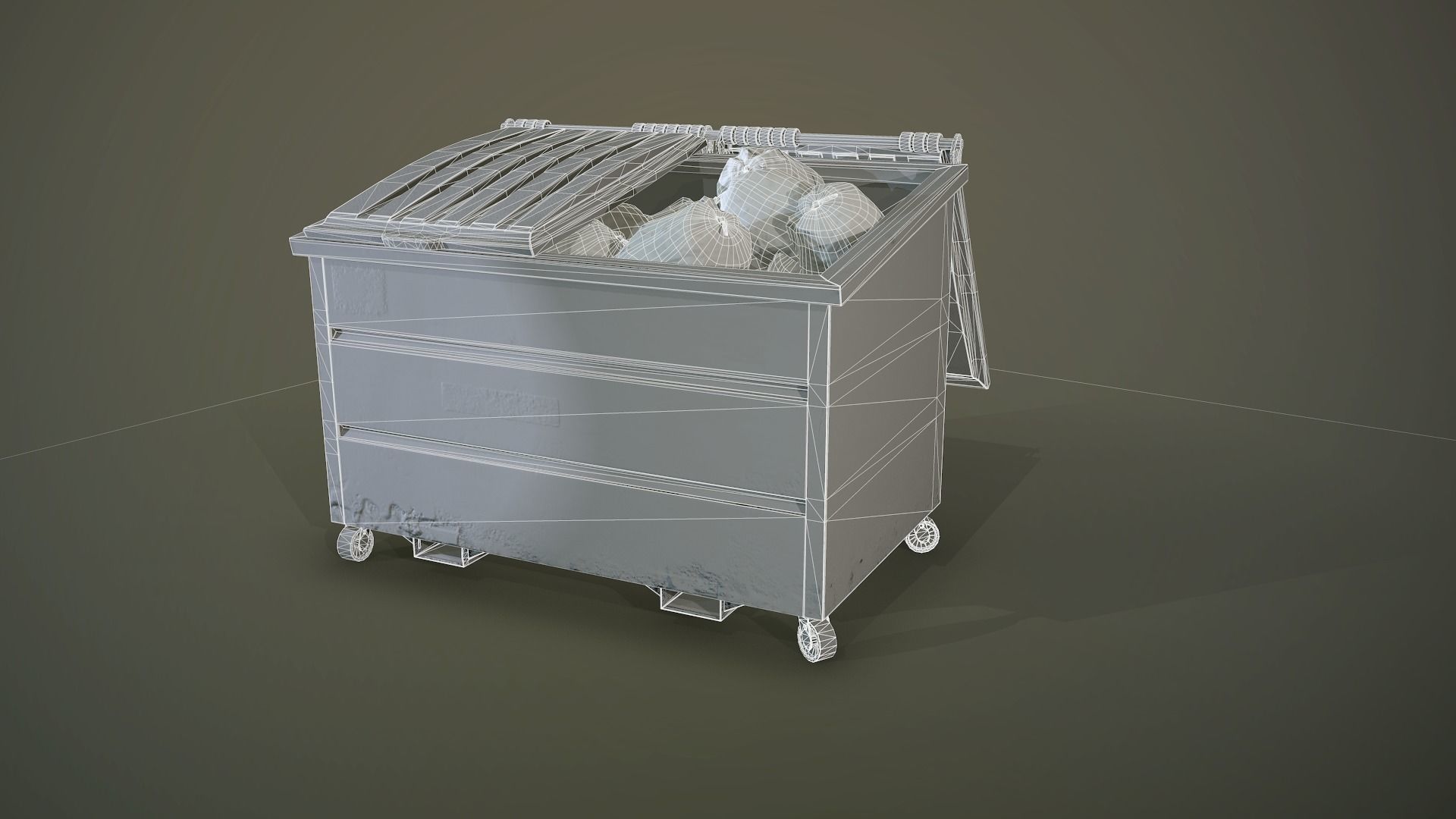 Dumpster and Garbage Bags Low-poly 3D model Low-poly 3D model_12