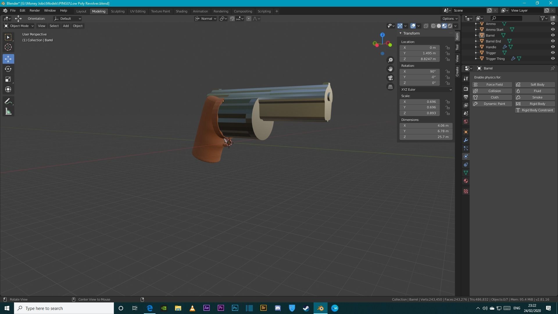 Low Poly 3D Revolver Gun Low-poly 3D model_1