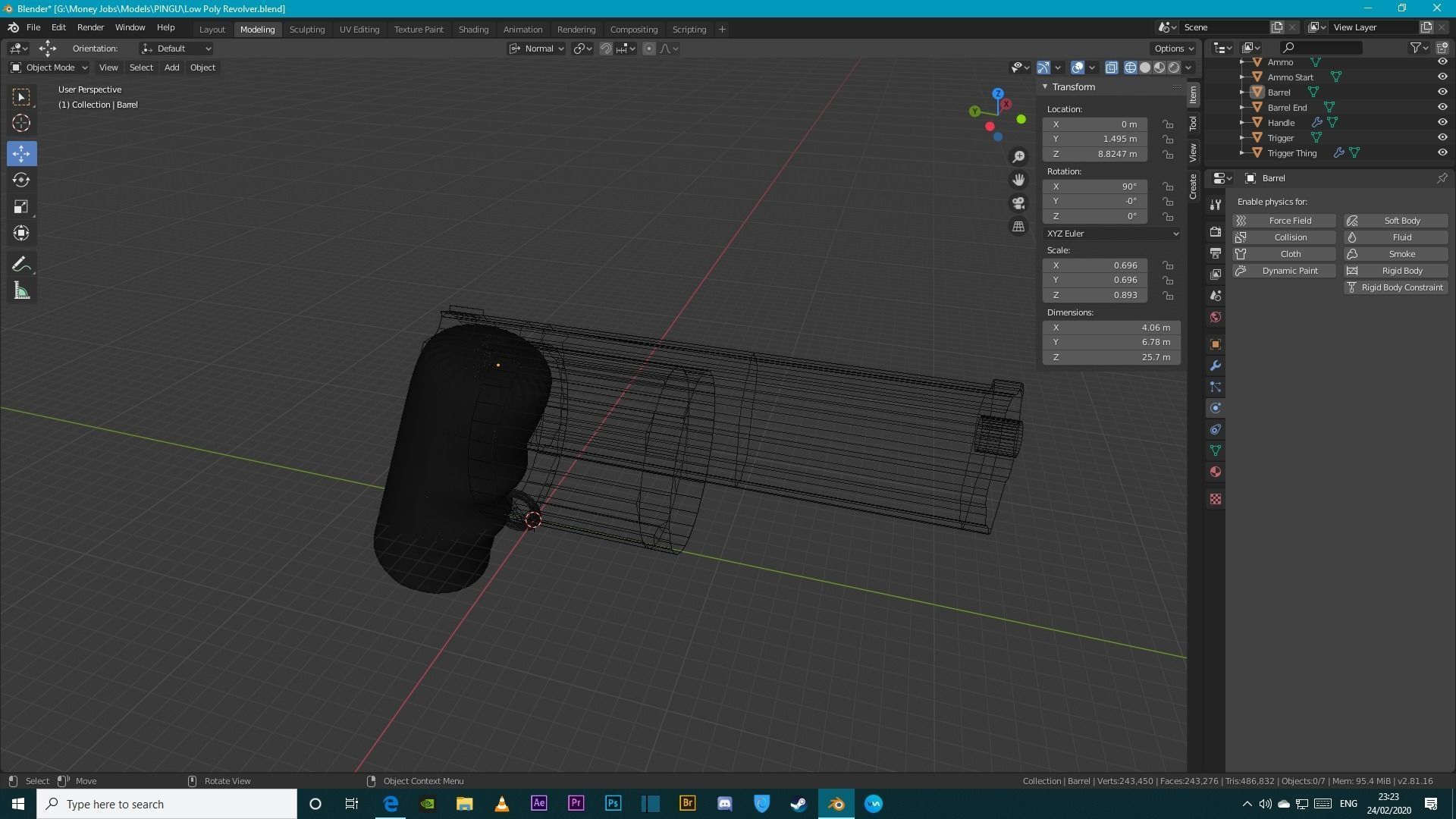 Low Poly 3D Revolver Gun Low-poly 3D model_5