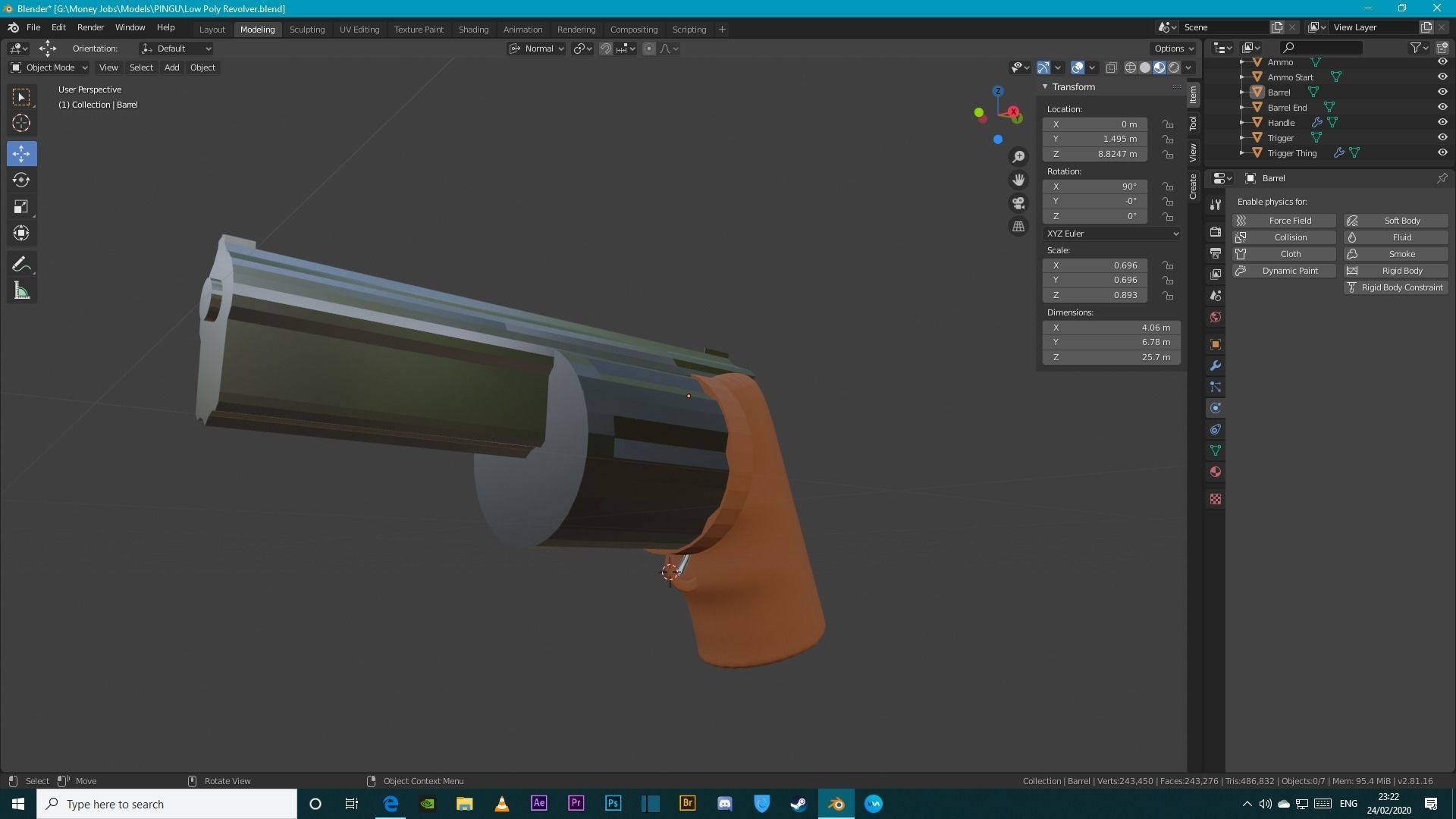 Low Poly 3D Revolver Gun Low-poly 3D model_3