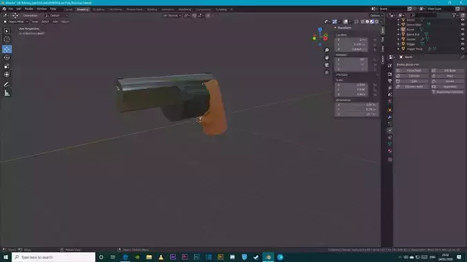 Low Poly 3D Revolver Gun