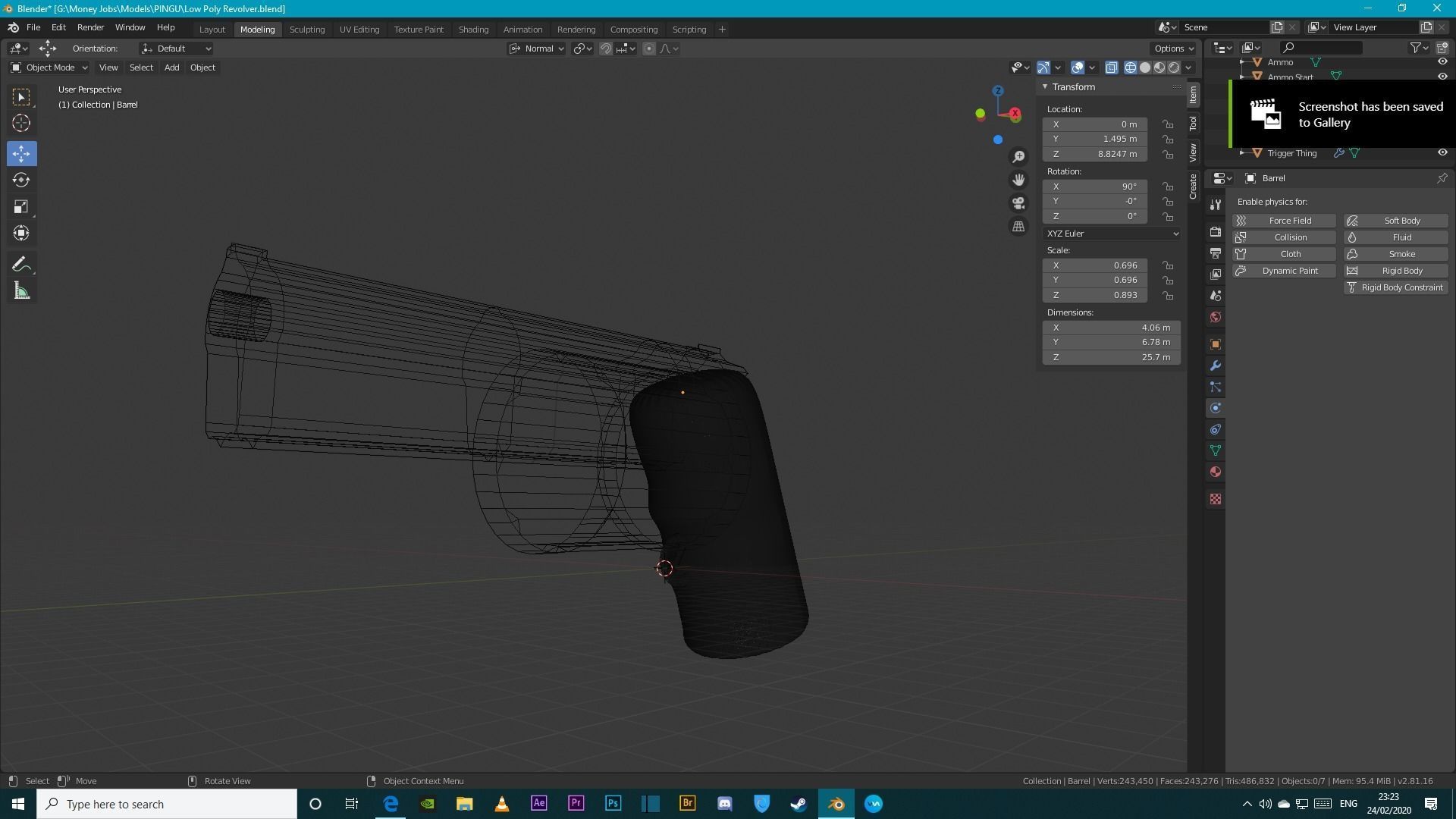 Low Poly 3D Revolver Gun Low-poly 3D model_4