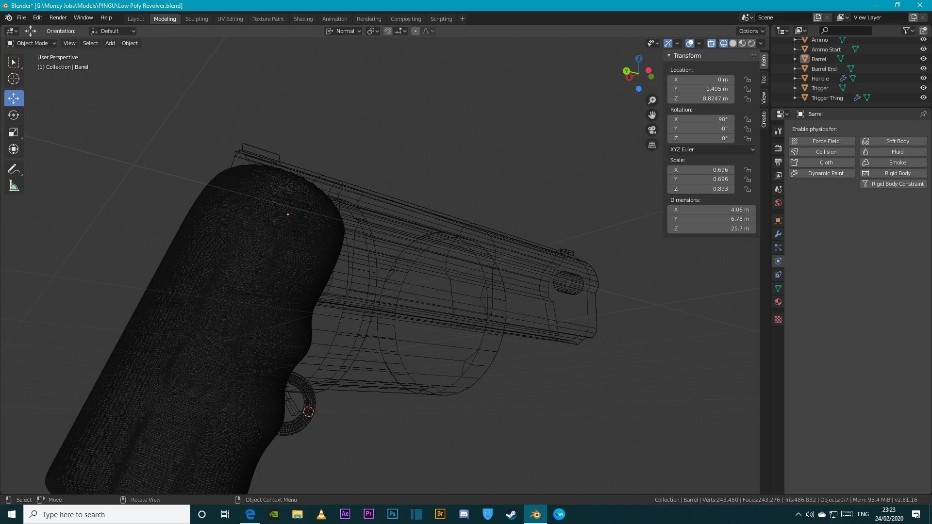Low Poly 3D Revolver Gun Low-poly 3D model_6