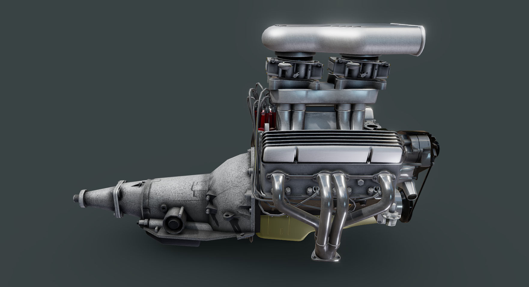 Hot Rod V8 engine Low-poly 3D model_11