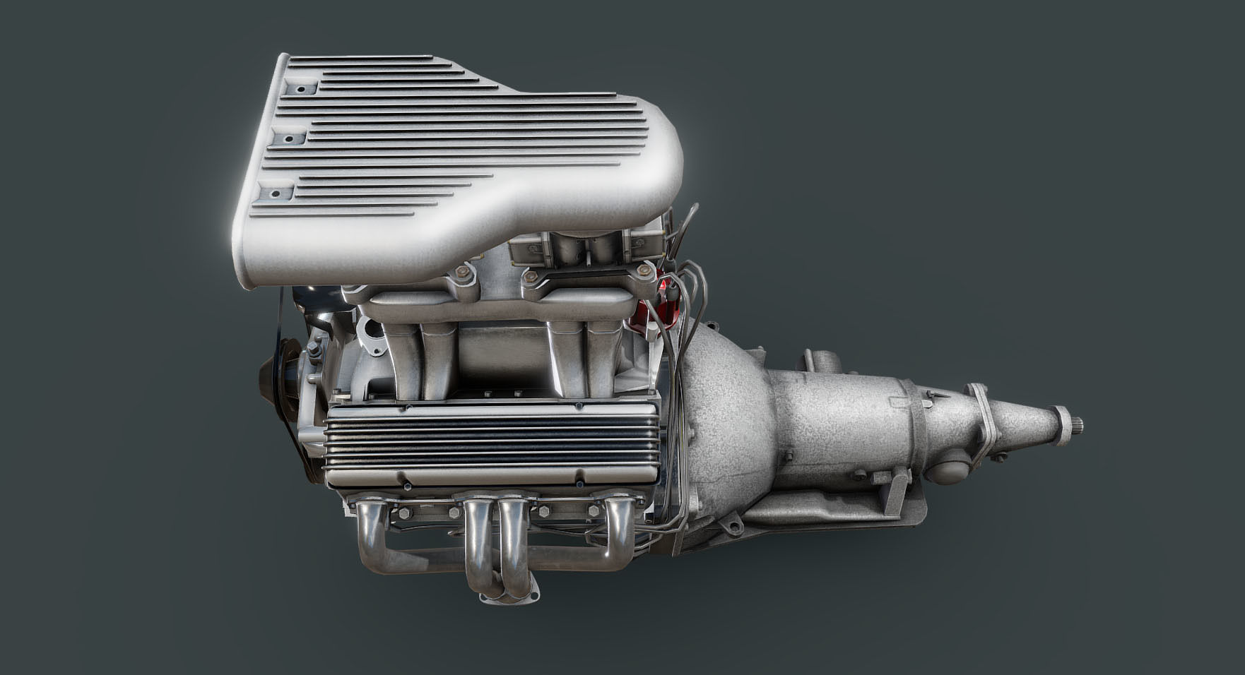 Hot Rod V8 engine Low-poly 3D model_13