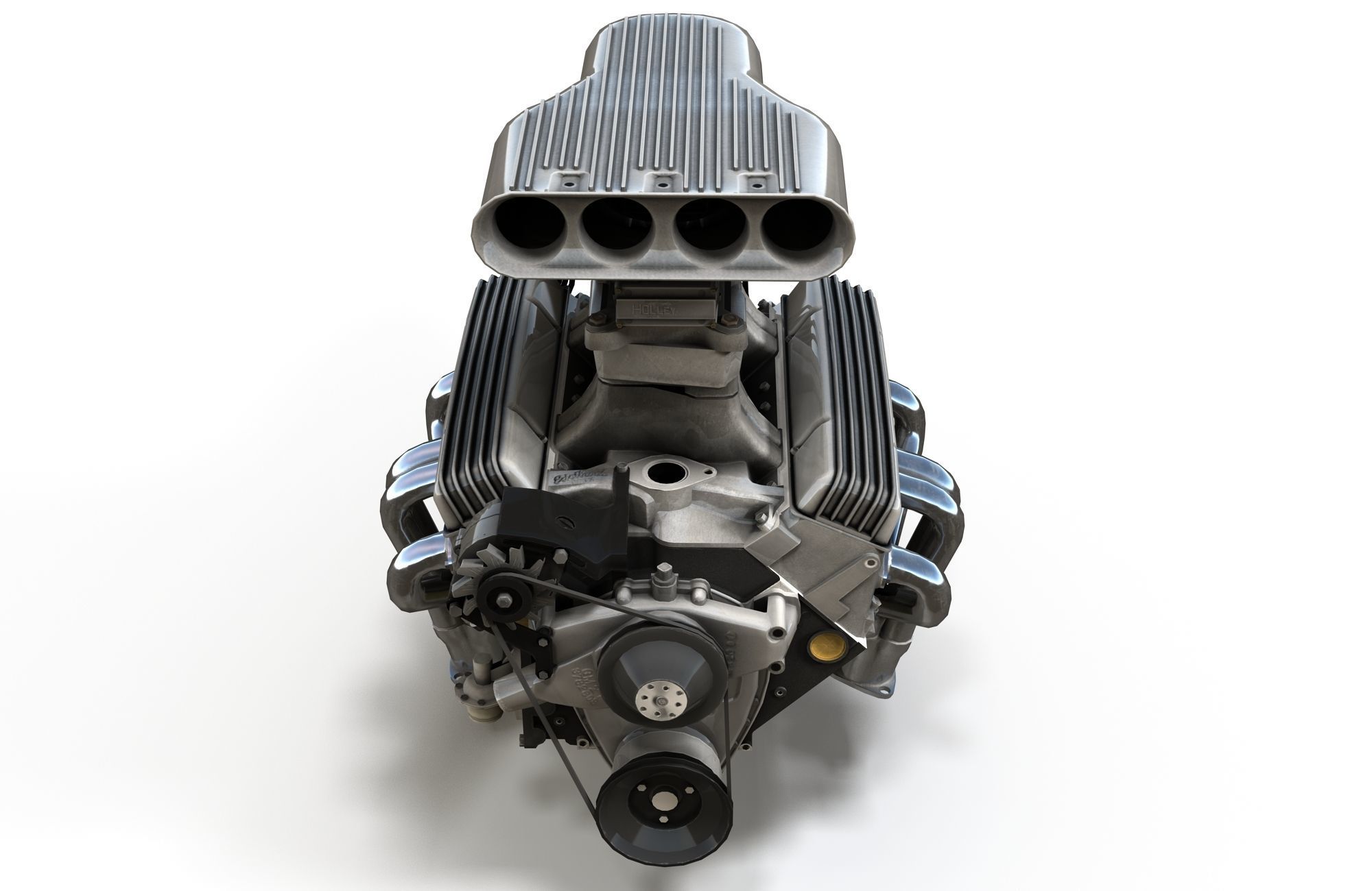 Hot Rod V8 engine Low-poly 3D model_5