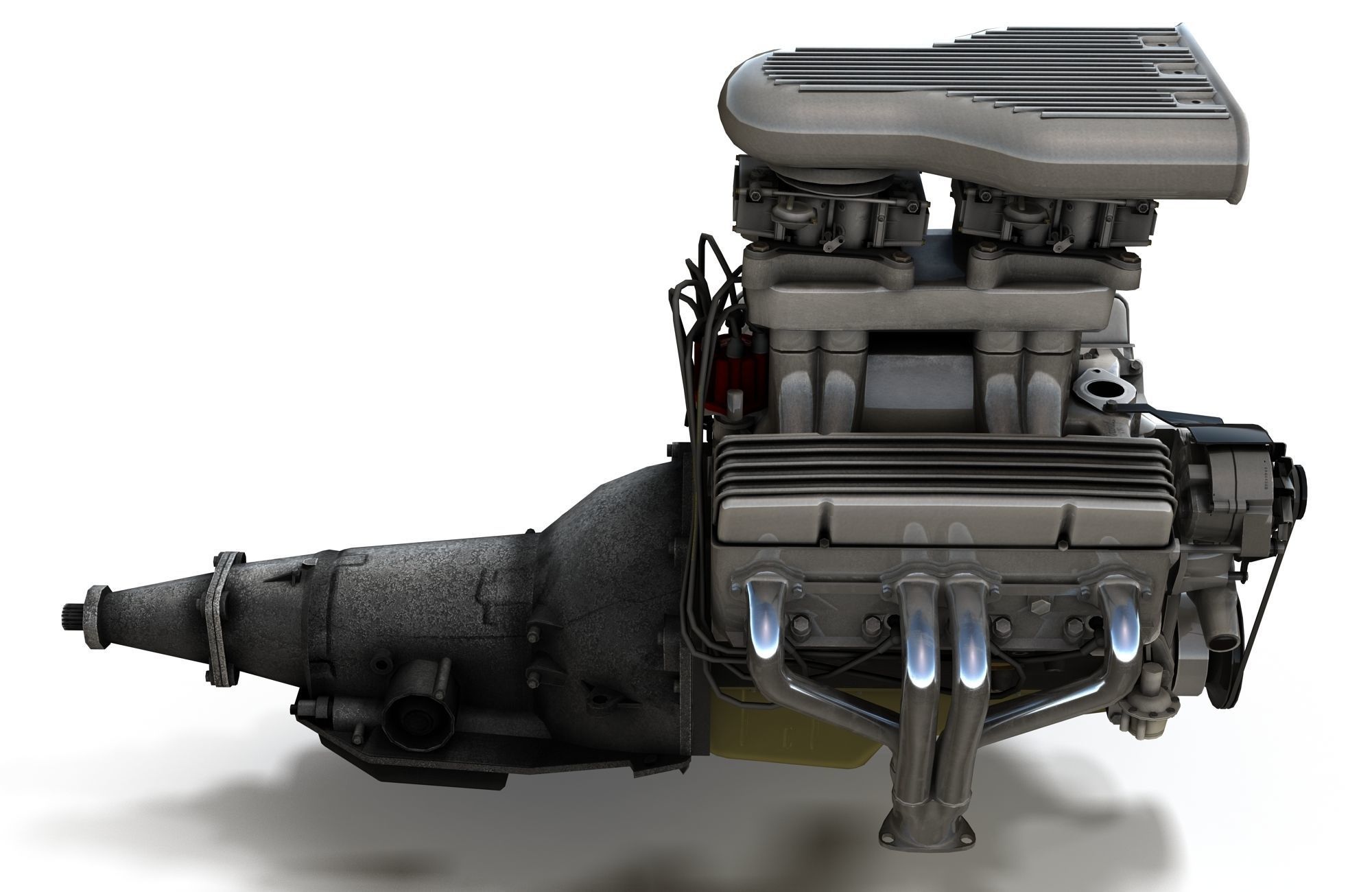 Hot Rod V8 engine Low-poly 3D model_7