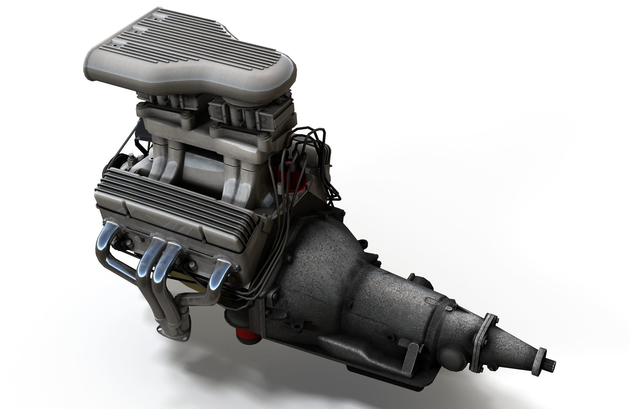 Hot Rod V8 engine Low-poly 3D model_3