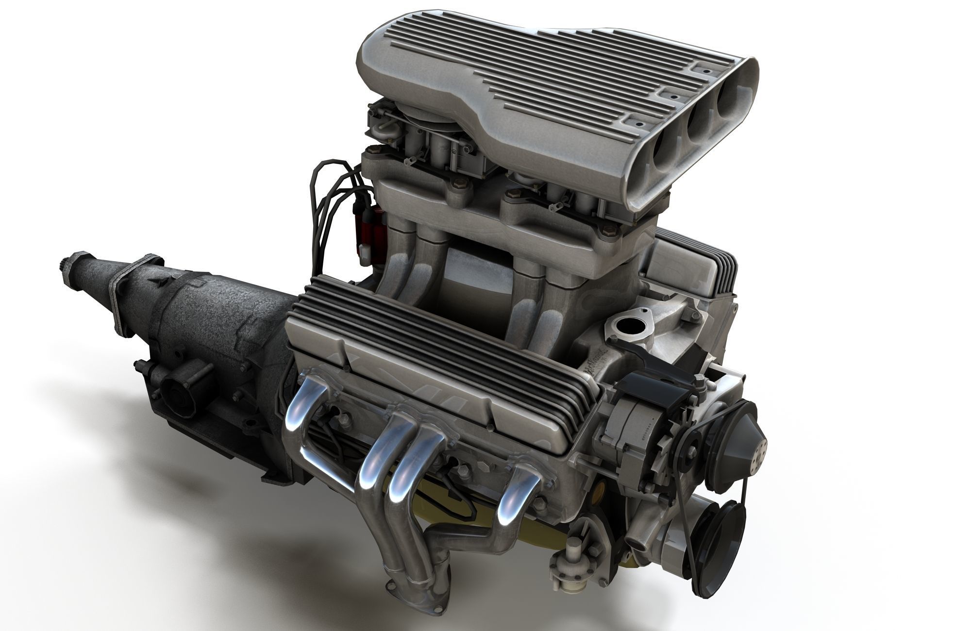 Hot Rod V8 engine Low-poly 3D model_2
