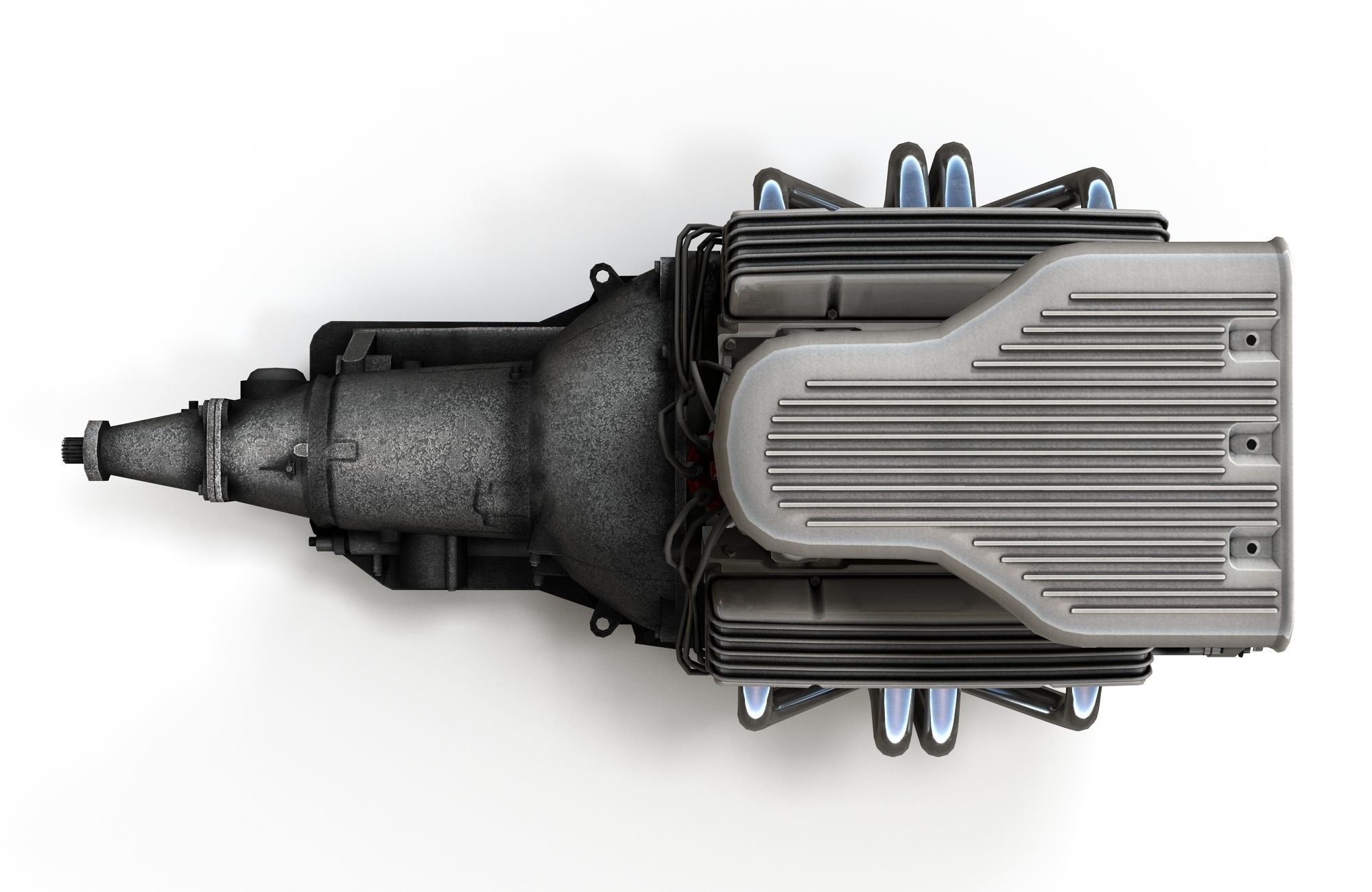 Hot Rod V8 engine Low-poly 3D model_4
