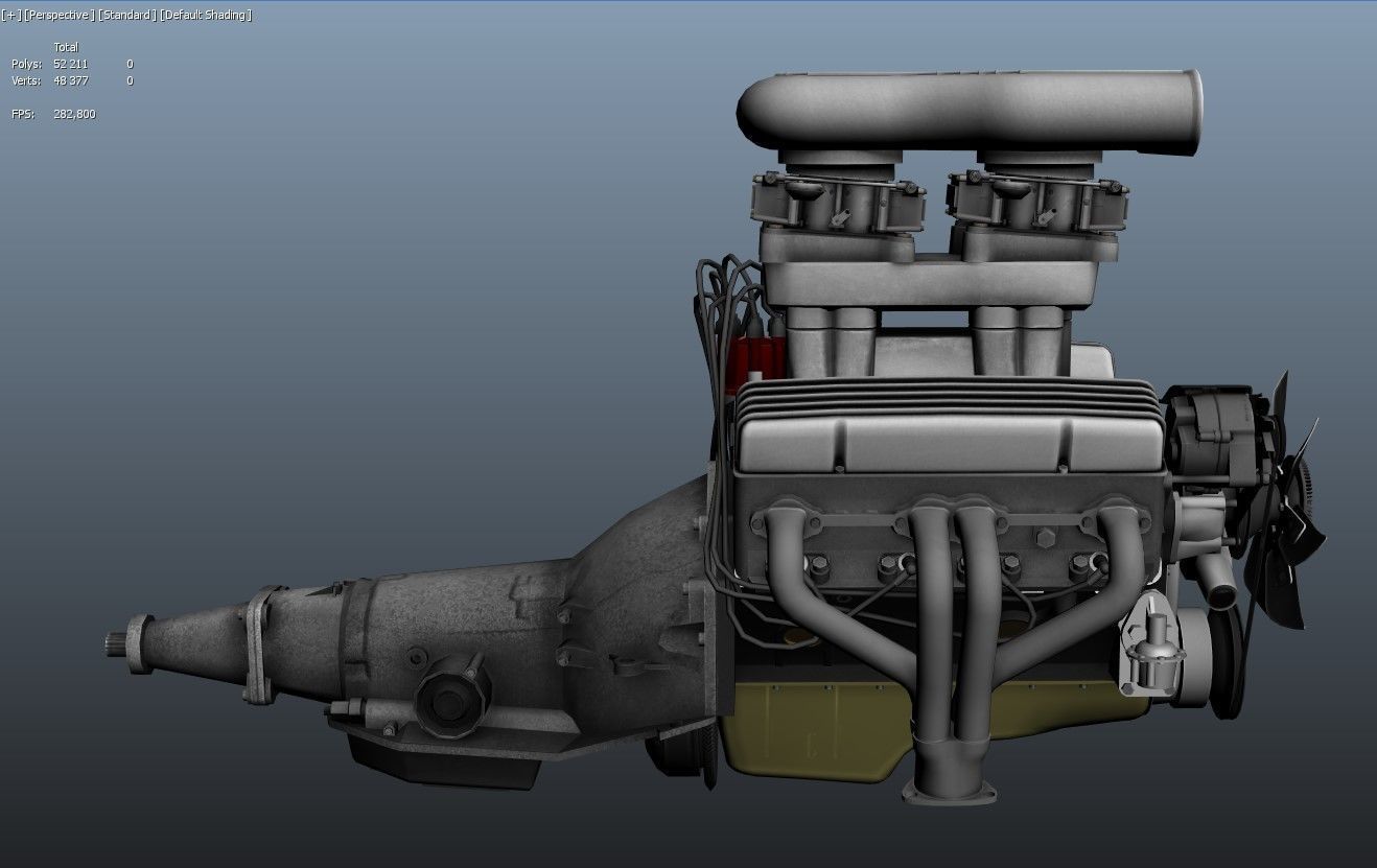 Hot Rod V8 engine Low-poly 3D model_15