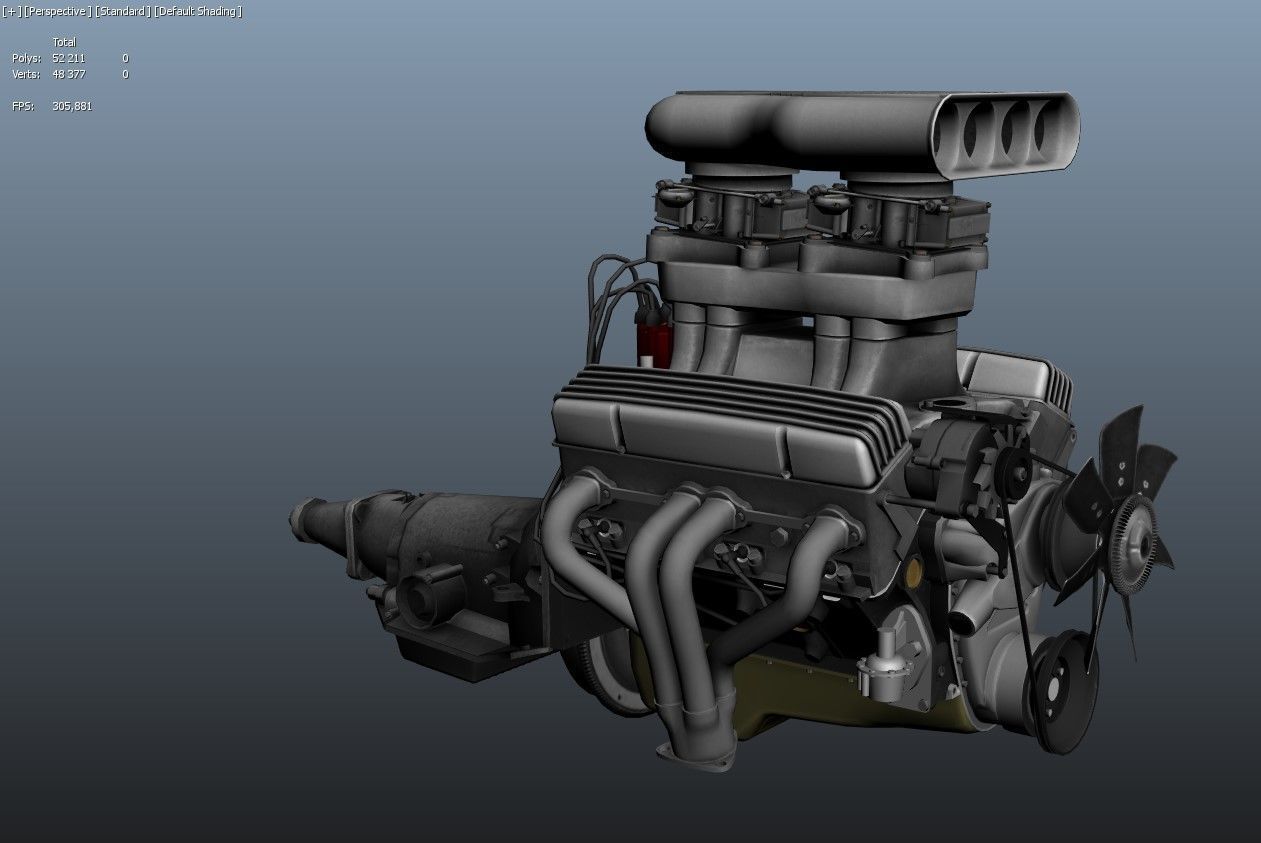 Hot Rod V8 engine Low-poly 3D model_18