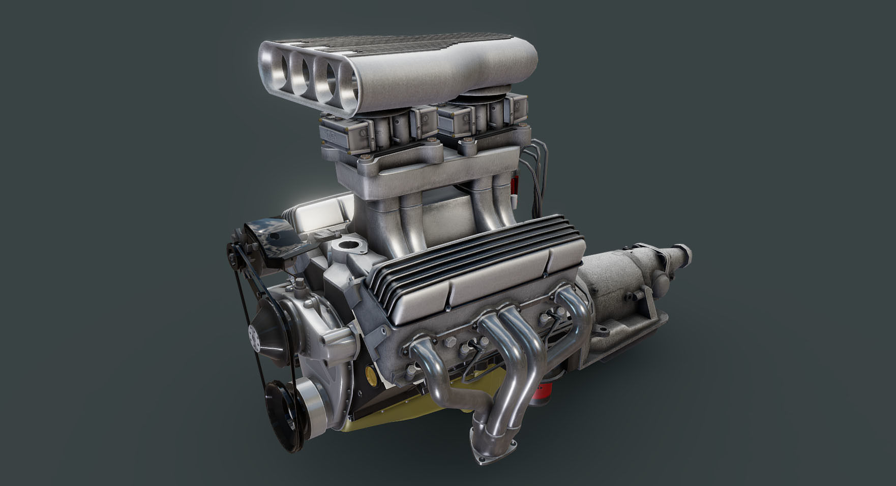 Hot Rod V8 engine Low-poly 3D model_14