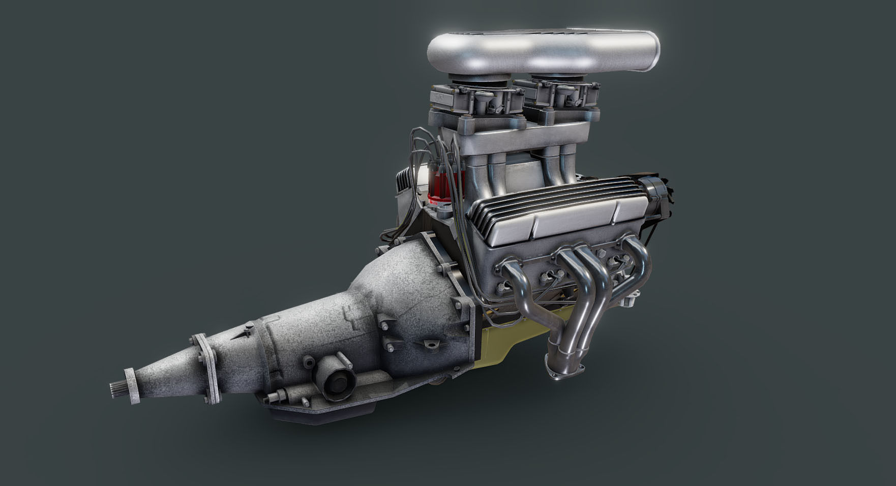 Hot Rod V8 engine Low-poly 3D model_12