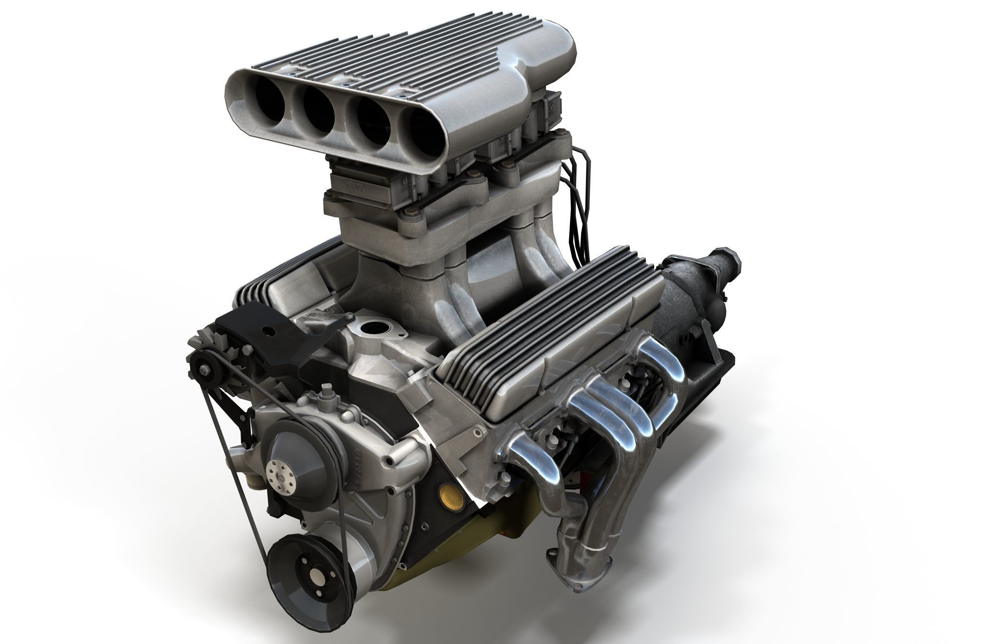 Hot Rod V8 engine Low-poly 3D model_1