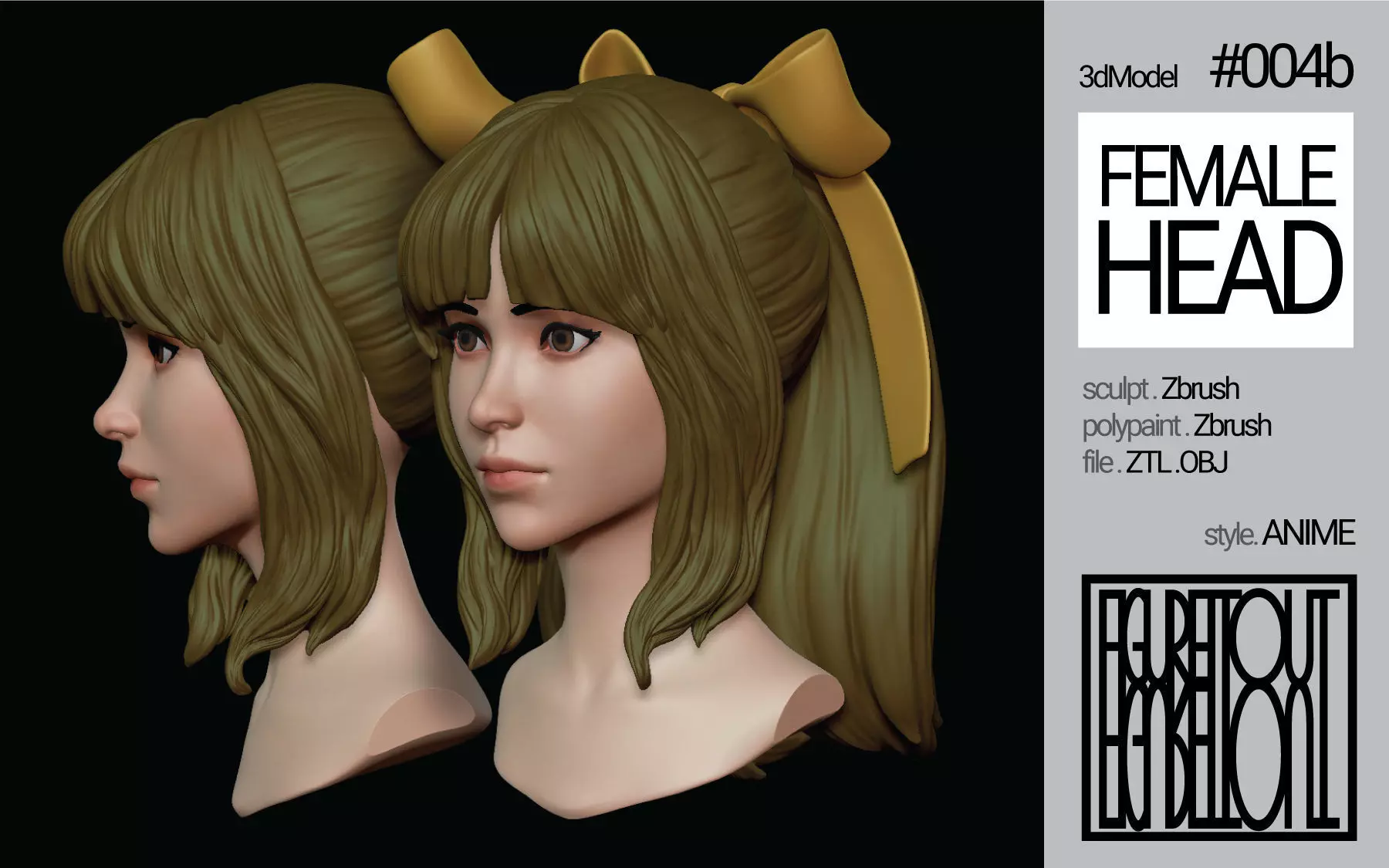 Female Anime Head 4b-Eve-No Android Body 3D model