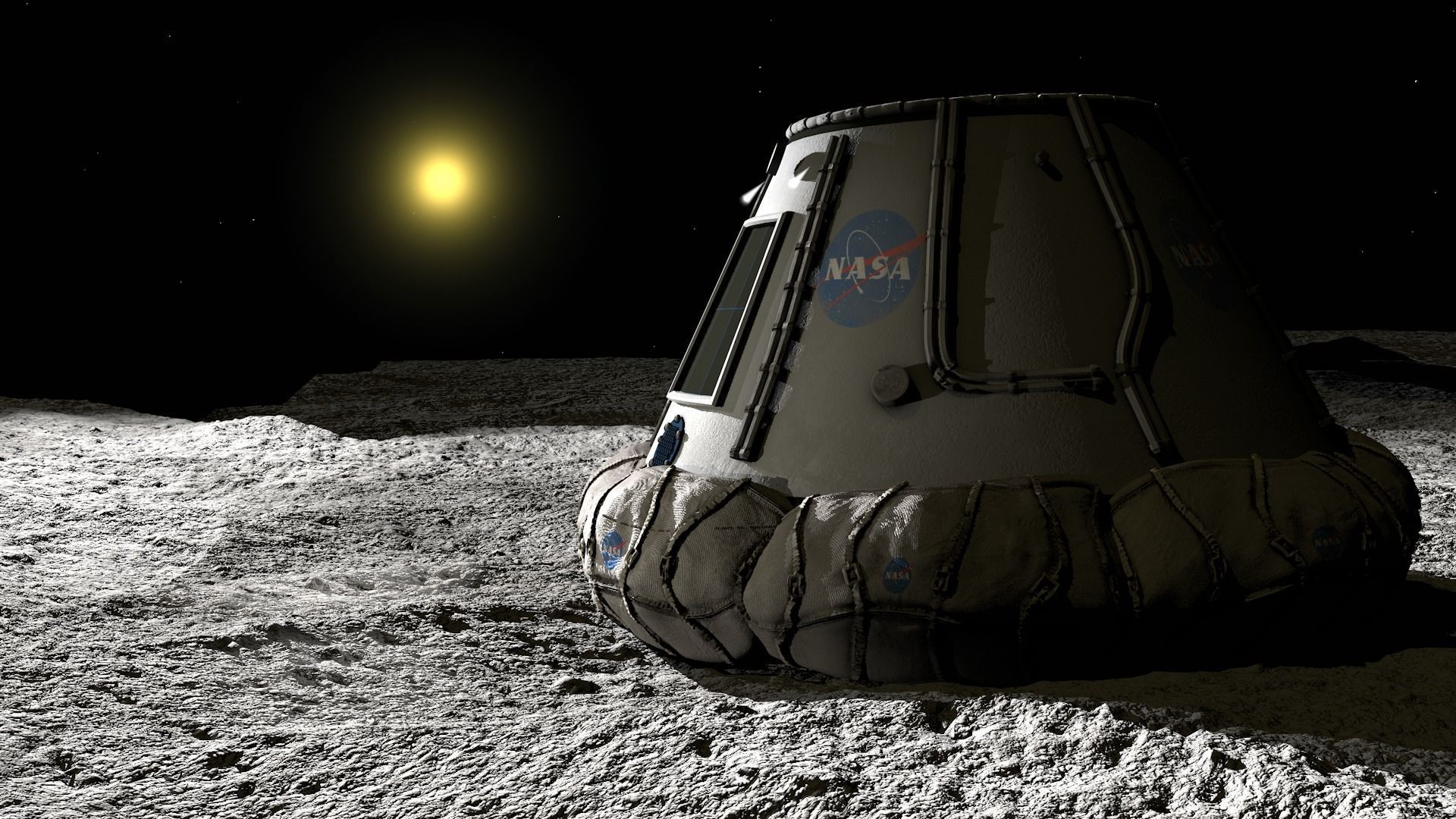 Moon surface and landing module 3D model_6
