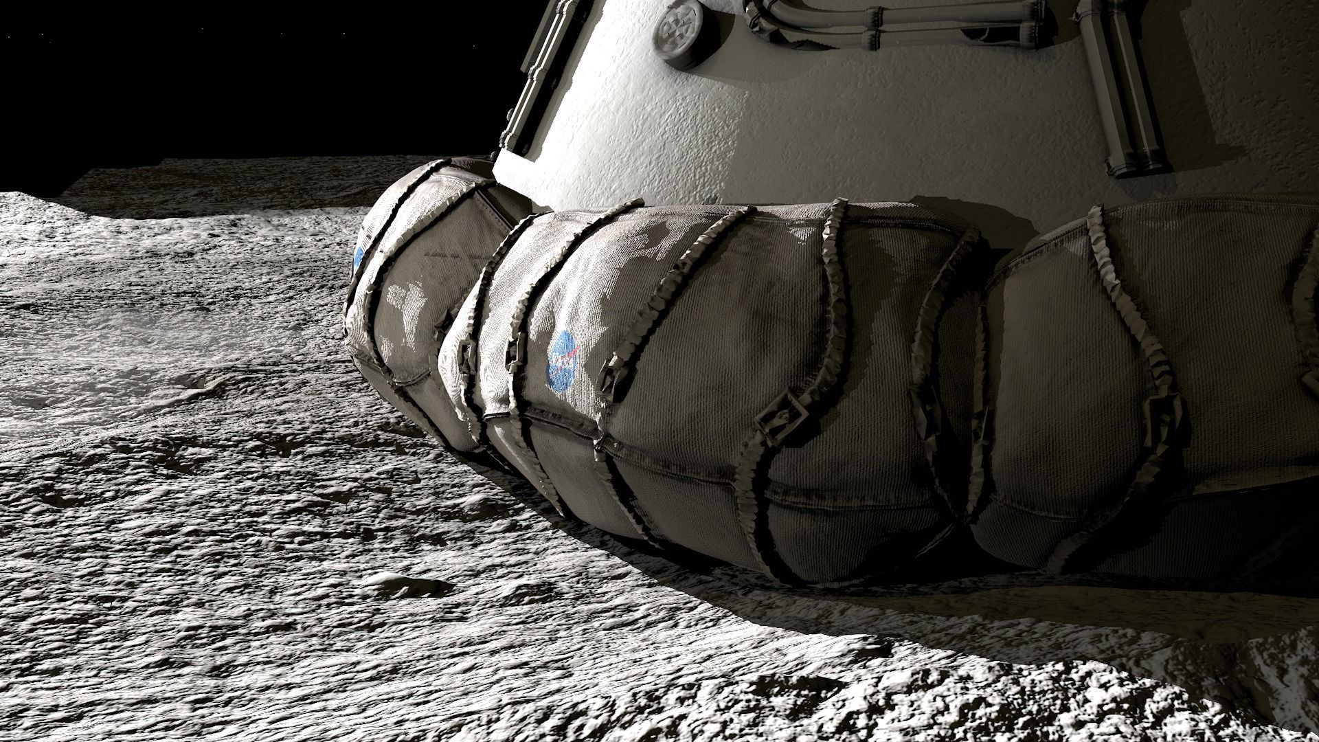 Moon surface and landing module 3D model_2