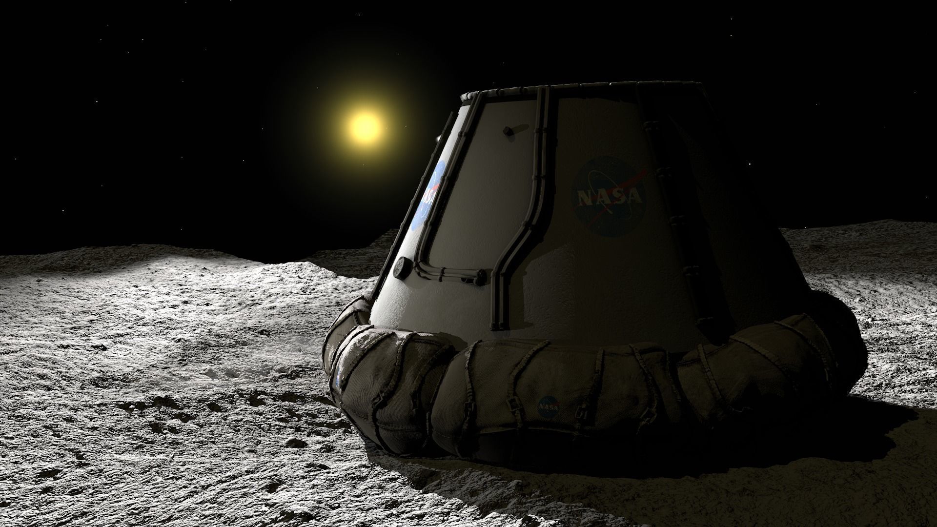 Moon surface and landing module 3D model_4
