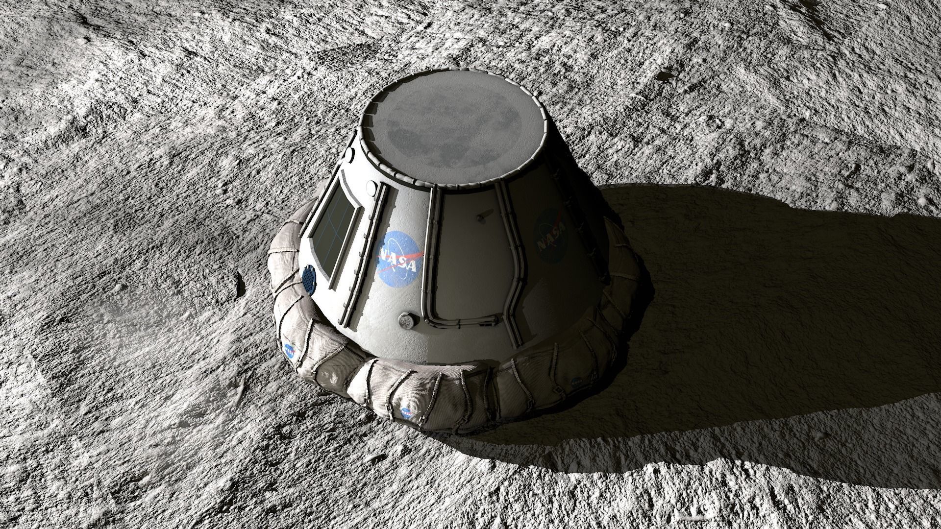 Moon surface and landing module 3D model_1