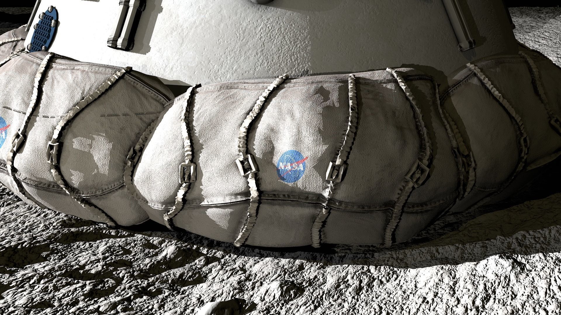 Moon surface and landing module 3D model_3