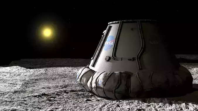 Moon surface and landing module 3D model