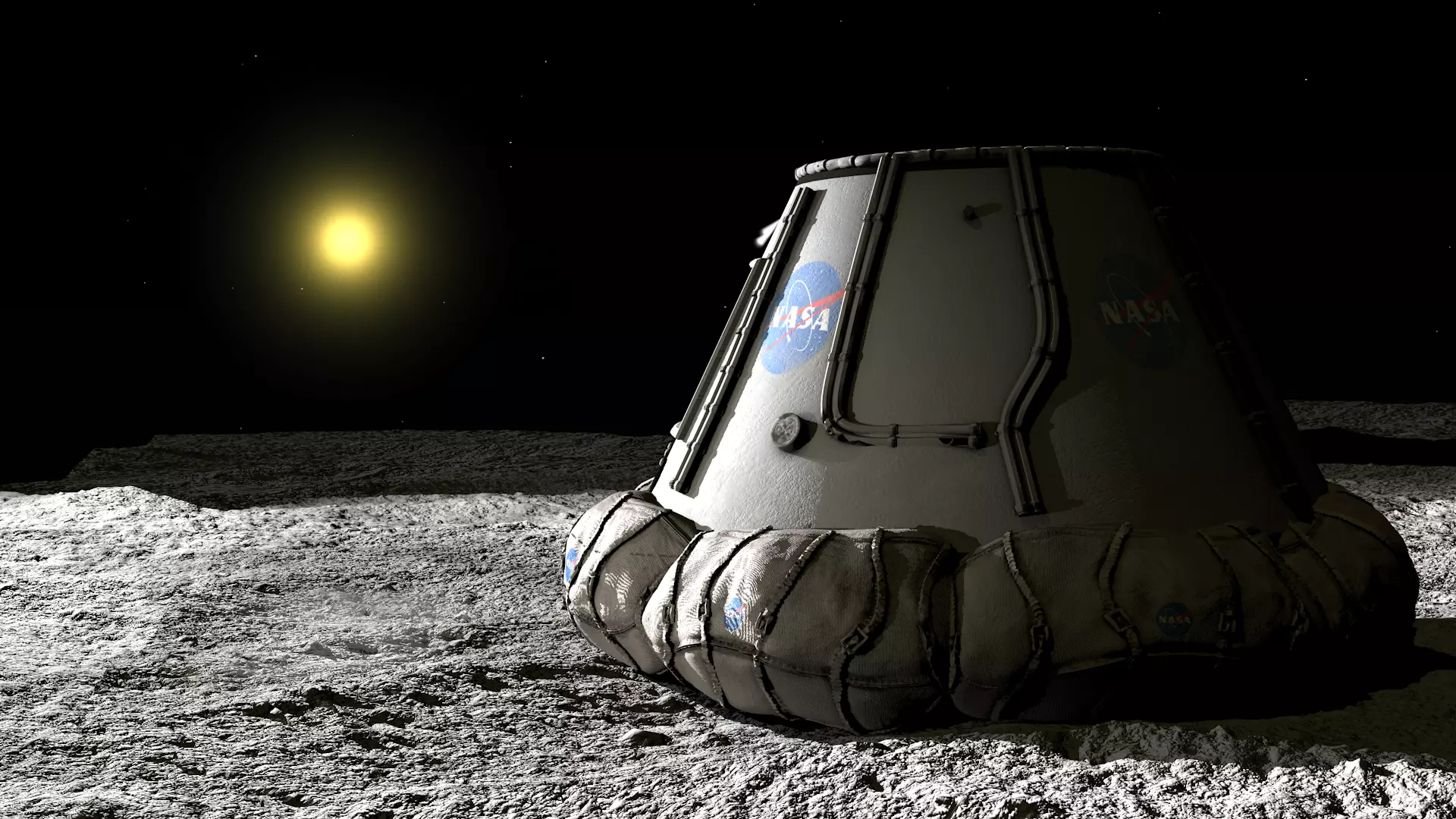 Moon surface and landing module 3D model_0