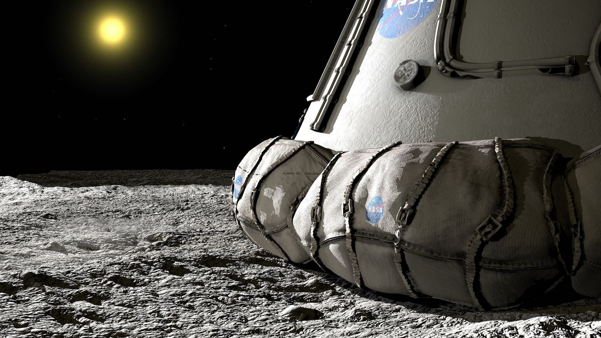 Moon surface and landing module 3D model_5