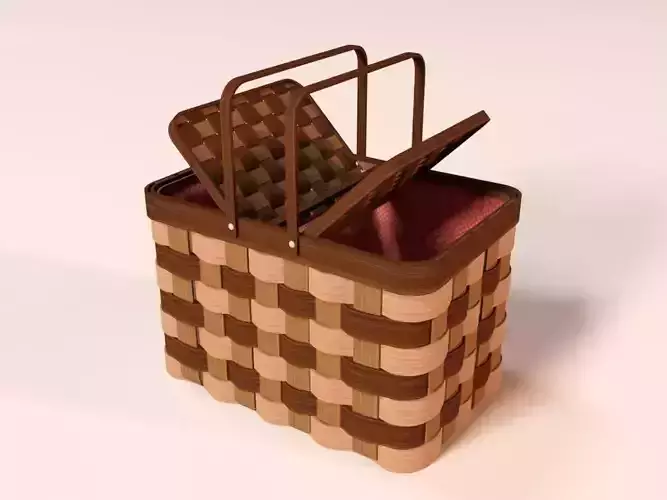 Cartoon Picnic Basket 3D model